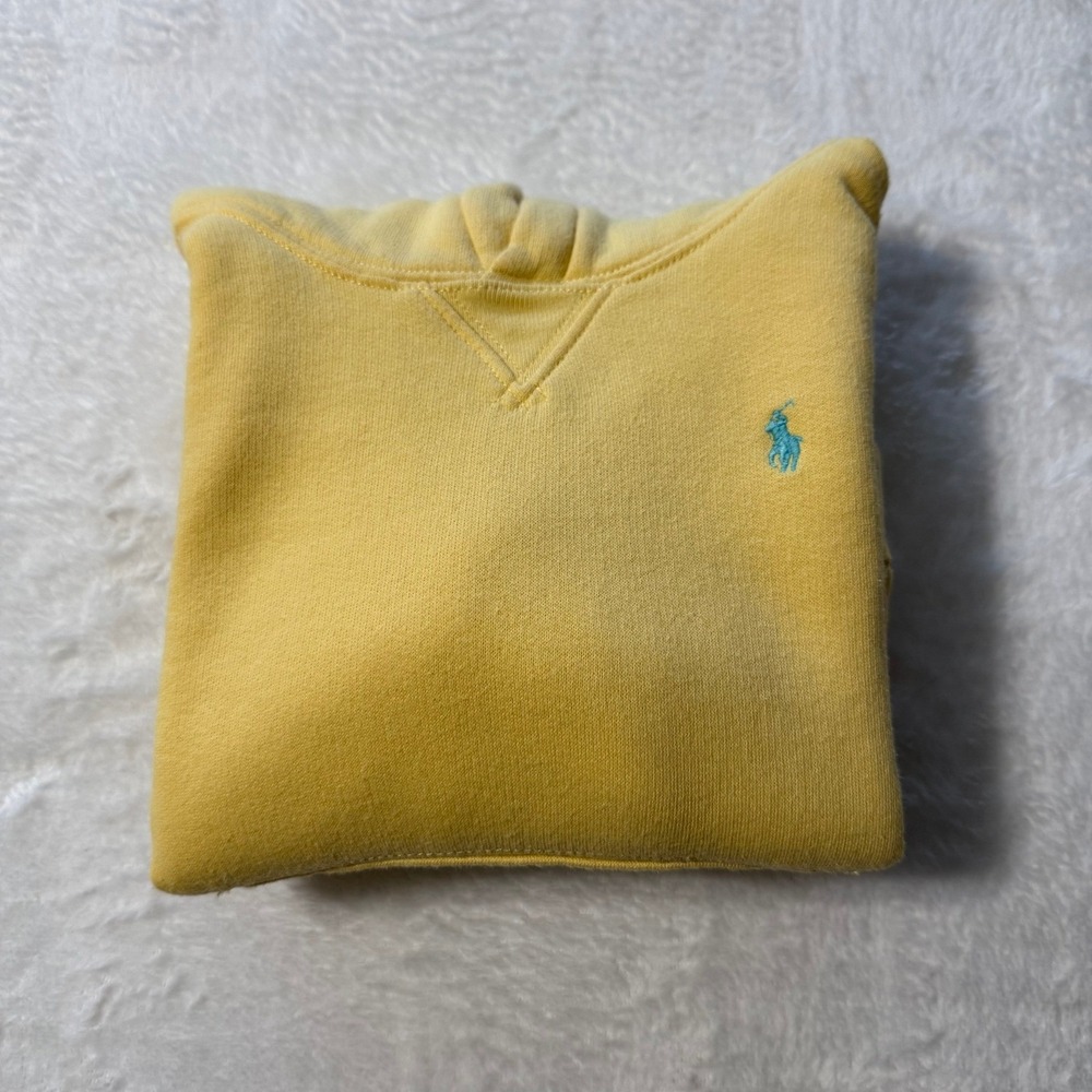 Polo Ralph Lauren Hoodie Kids Size 5 Yellow Turquoise Pony Pullover Fleece